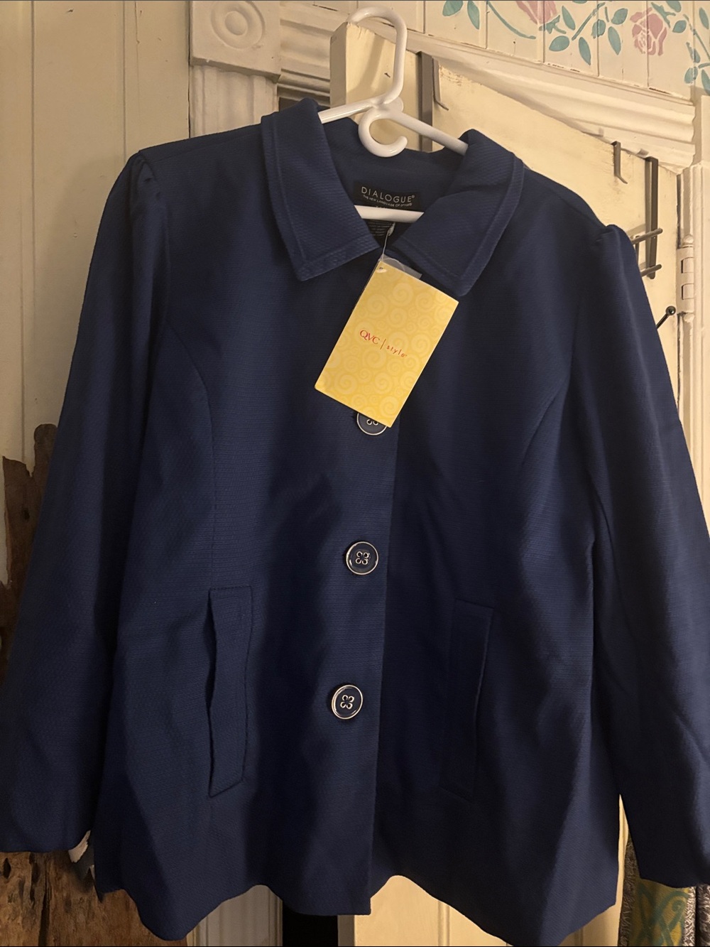 Dialogue Women's Dark Navy Button-Front Pea Coat- Brand New- size XL